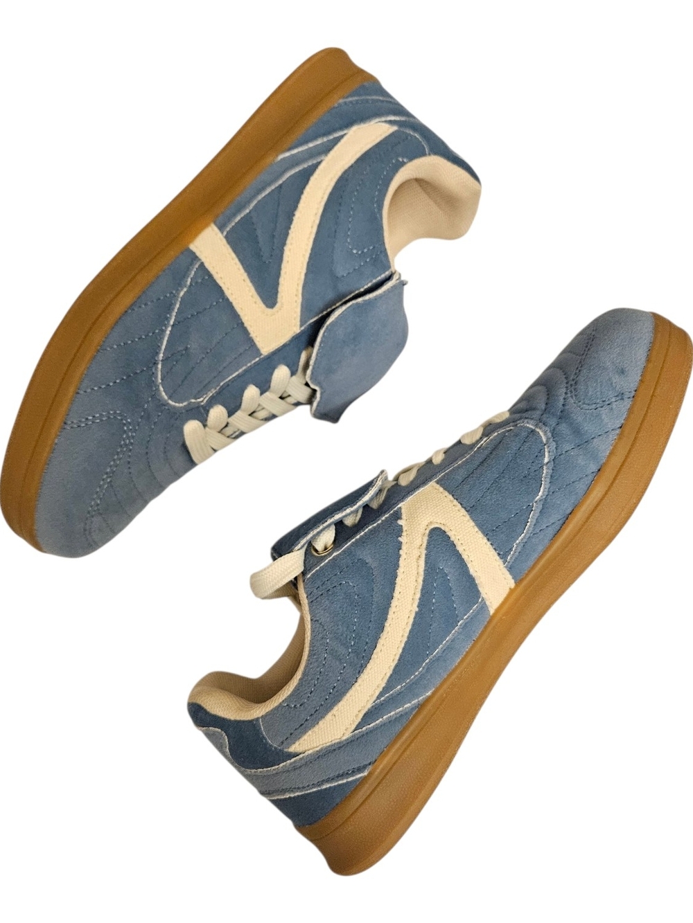 Cushionaire Astro Low Top Sneakers Womens 6 M Faux Suede Blue Casual Sporty